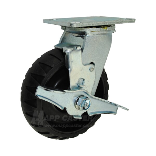 Mapp Caster 6"X2" Rugged Thrmplstc Rubber(TPR) Whl Swvl Caster W/ Brake, 550Lbs Cap 146RTPR620SB - main